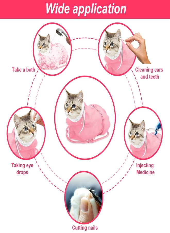 Catcan Cat Bathing Bag, Breathable Mesh Cat Shower Bag Anti Scratch Adjustable Cat Grooming Bag for Nail Trimming Polyester Soft Washing Bag - Image 4